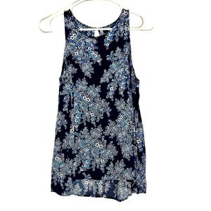 GAP Blue Floral Sleeveless Loose Top Medium